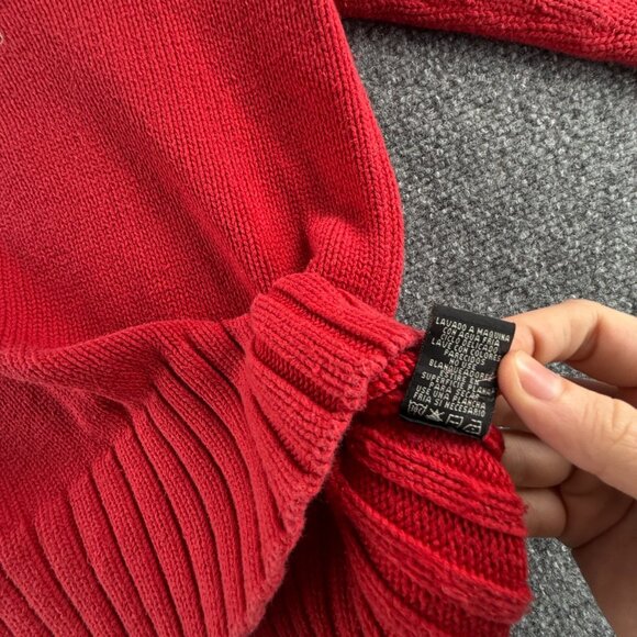 Ralph Lauren Polo Jeans Women Flag Sweater Medium Red Long Sleeve Knit Cotton - Picture 13 of 16